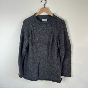 Gray Alpaca Wool Crewneck Sweater dress Tunic Large Vintage